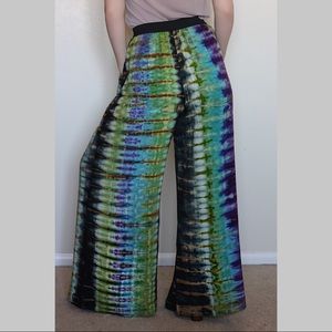 Tie Dye Elastic Waist Hippie Flare Pants